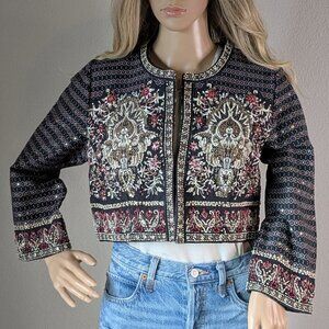 Soft Surroundings Mandala Bolero Jacket Size Small Cropped Beaded Sequins NWT